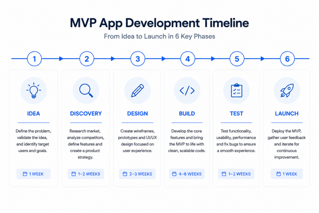 Full timeline of the app development of an MVP