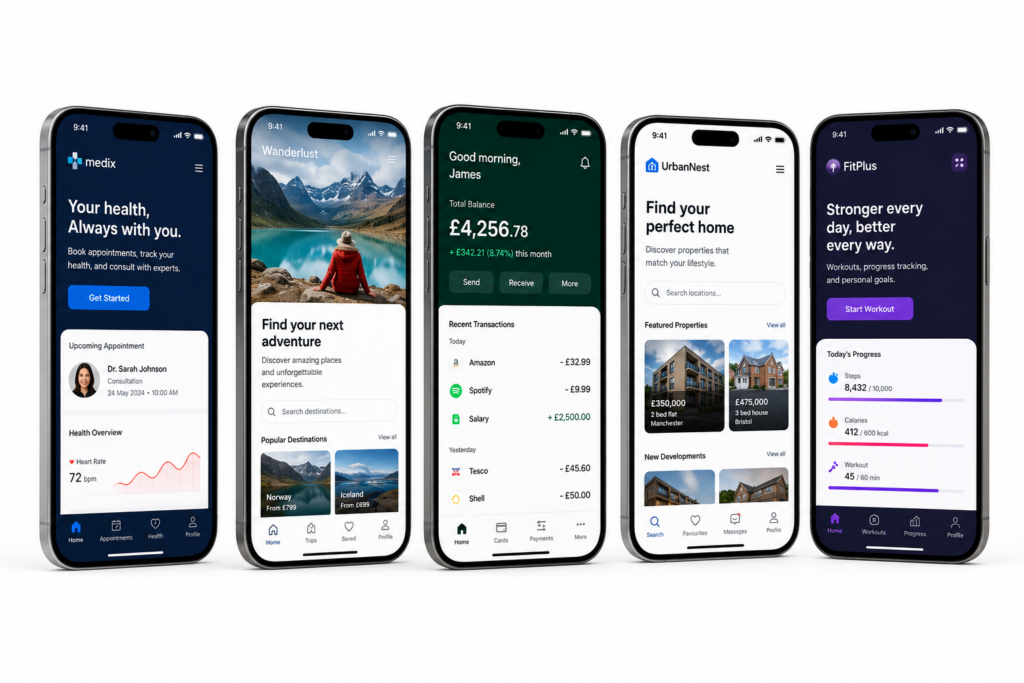 UK app development company portfolio apps on smartphones
