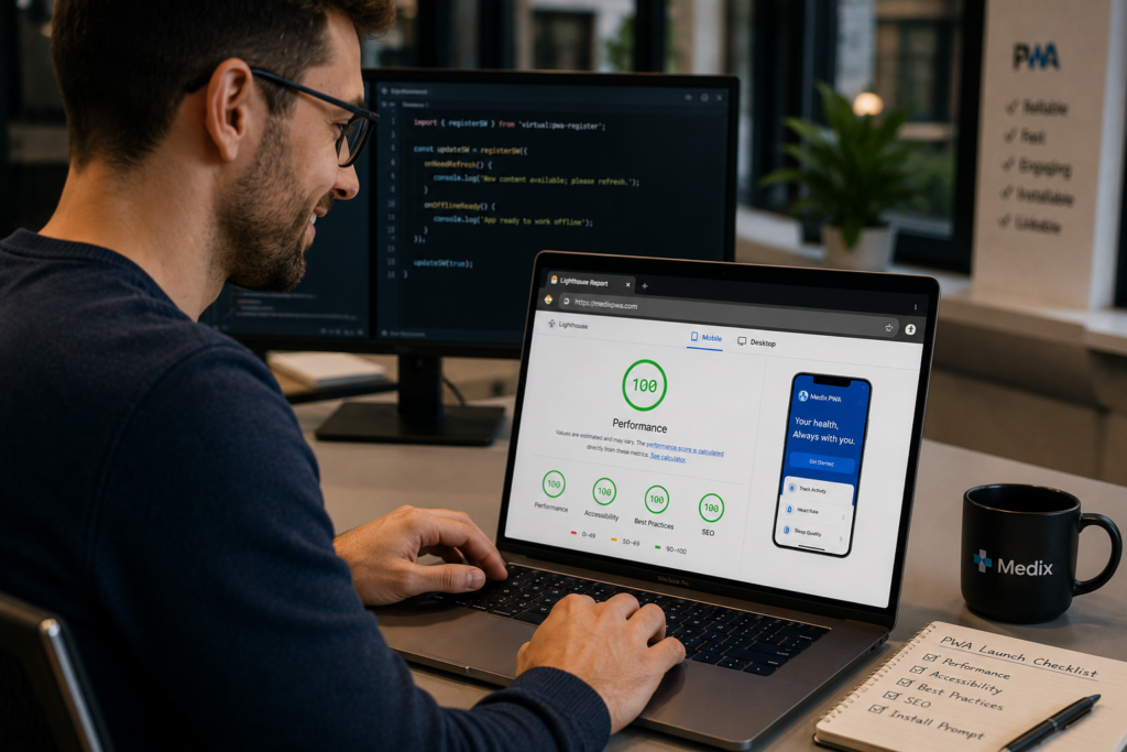 eveloper building PWA with Lighthouse performance score 100