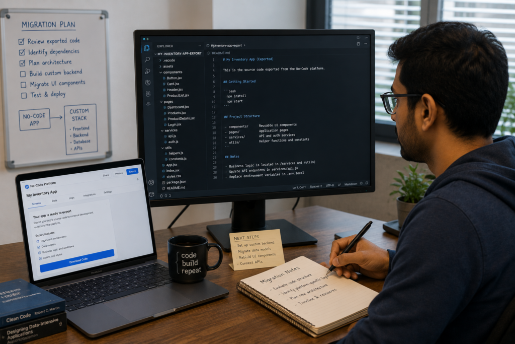 Developer taking over from no-code with custom code