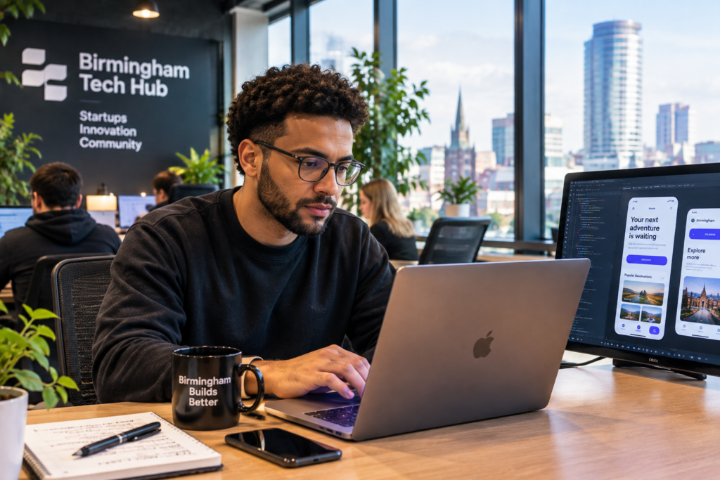 Birmingham startup founder working on app project